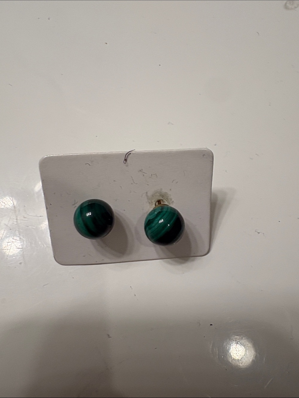 Classic Green Malachite-Style Stud Earrings